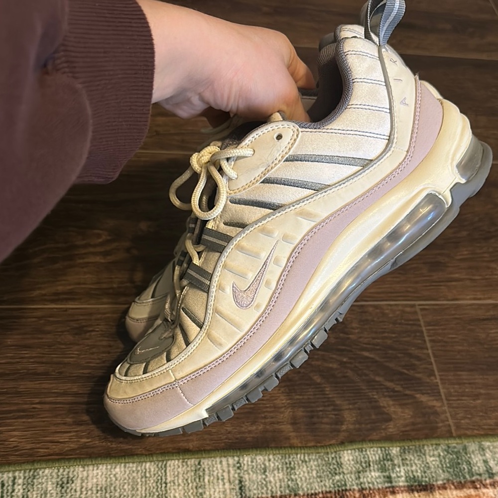 Nike Women's Air Max 98 Cream and Gray Sneakers
